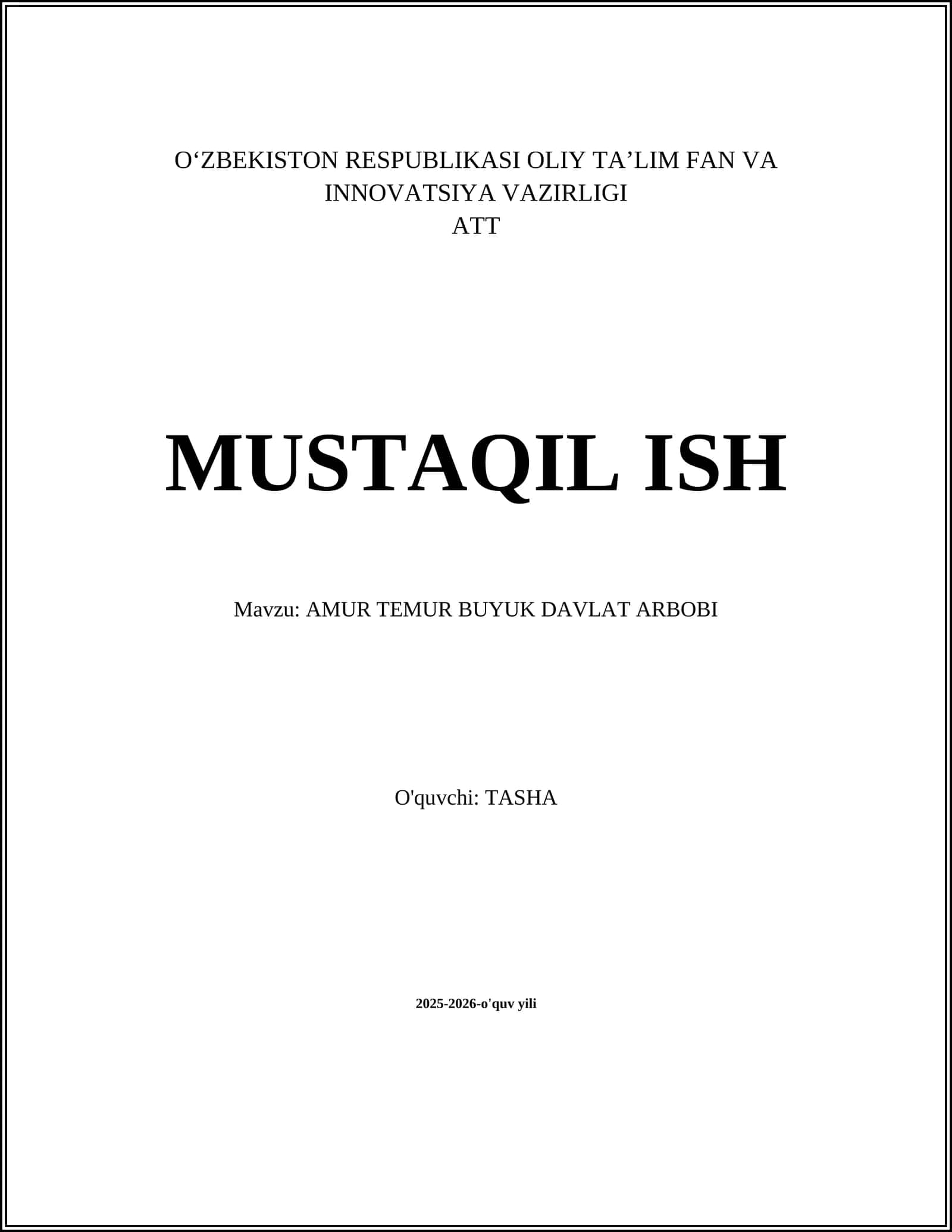 AMUR TEMUR BUYUK DAVLAT ARBOBI 1