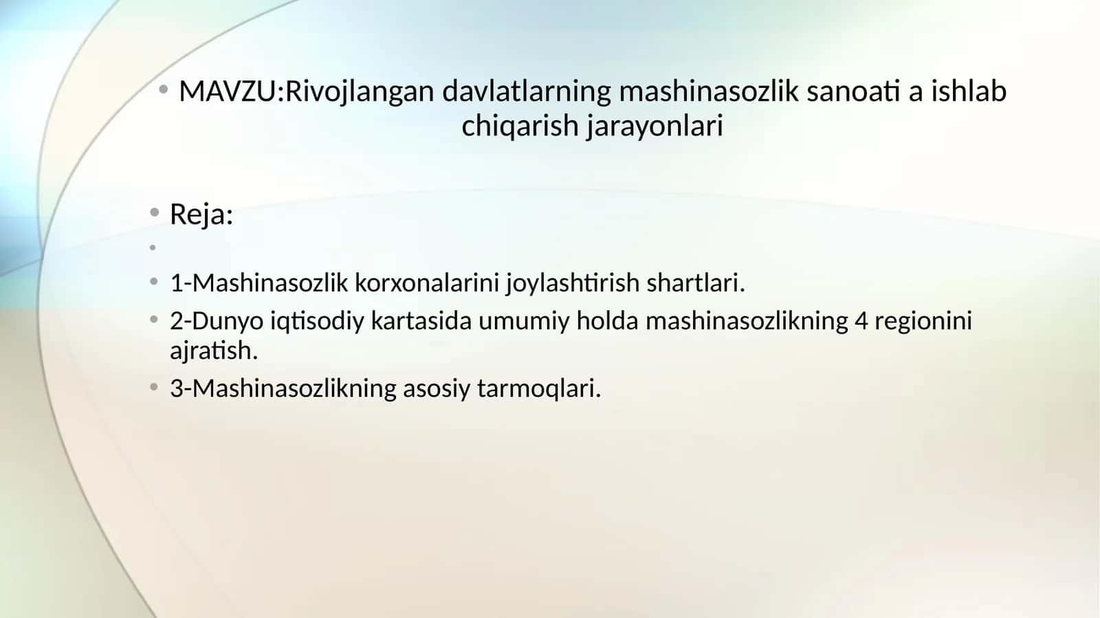 Rivojlangan davlatlarning mashinasozlik sanoati va ishlab chiqarish jarayonlari 1