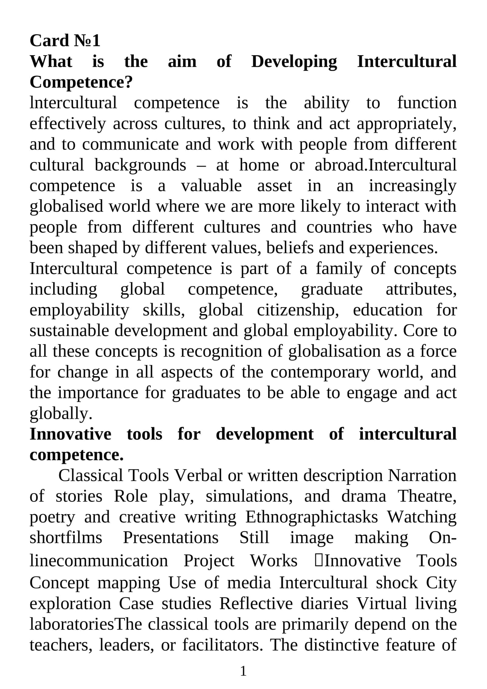 Developing Intercultural Competence 1