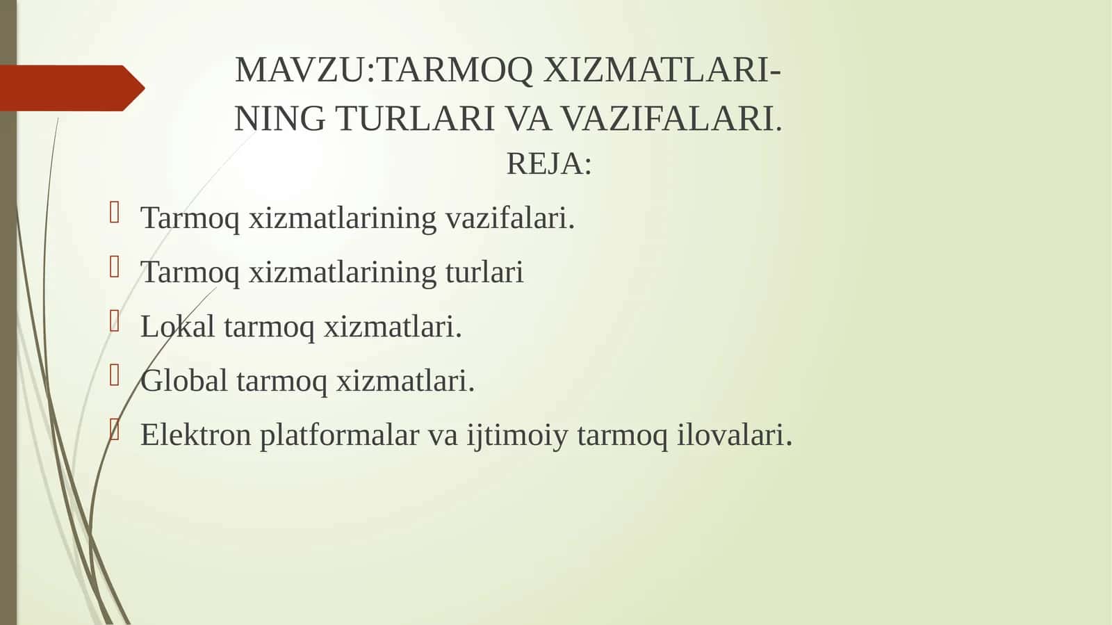 Tarmoq Xizmatlari 1