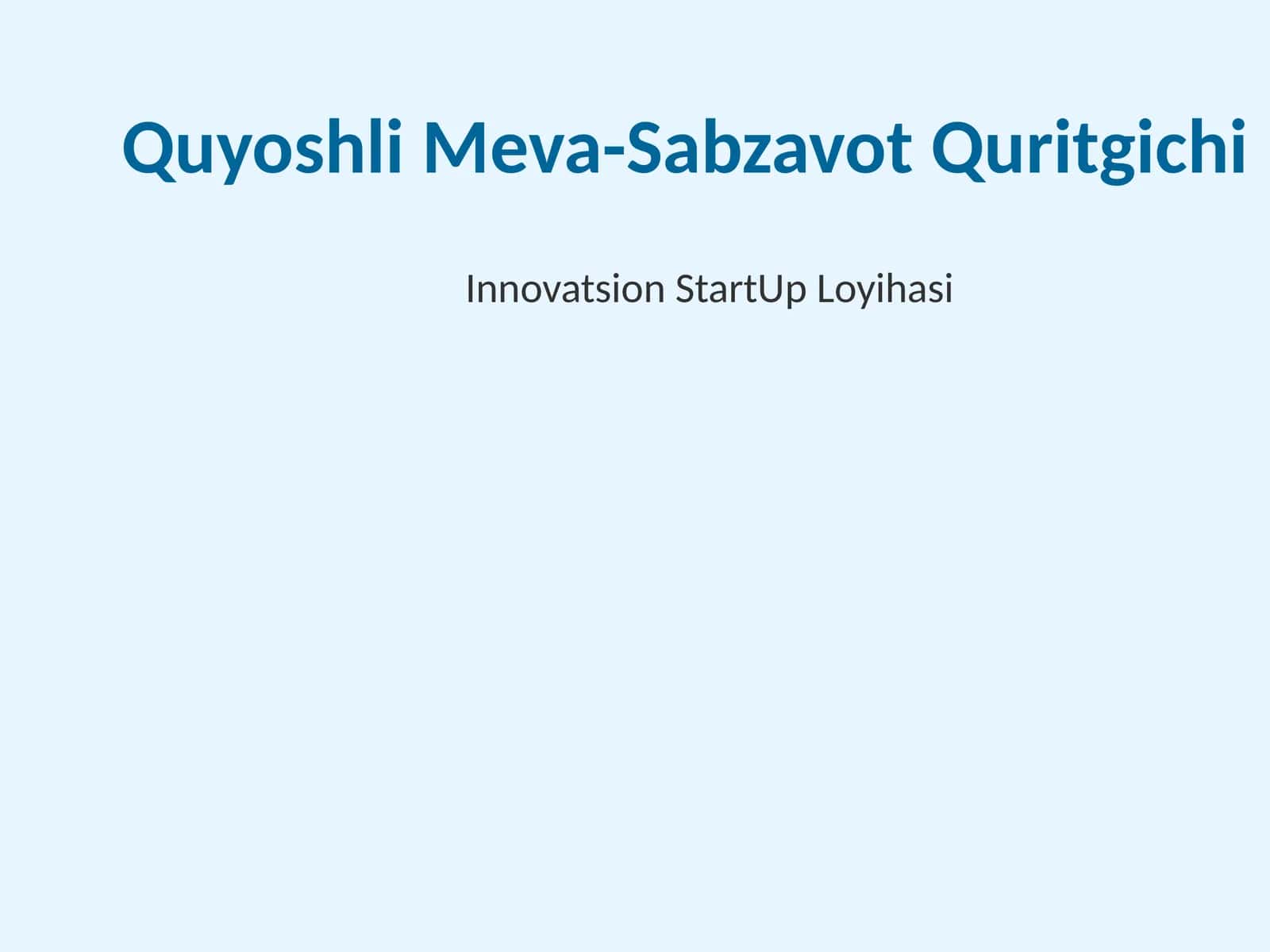 Quyoshli Meva-Sabzavot Quritgichi 1