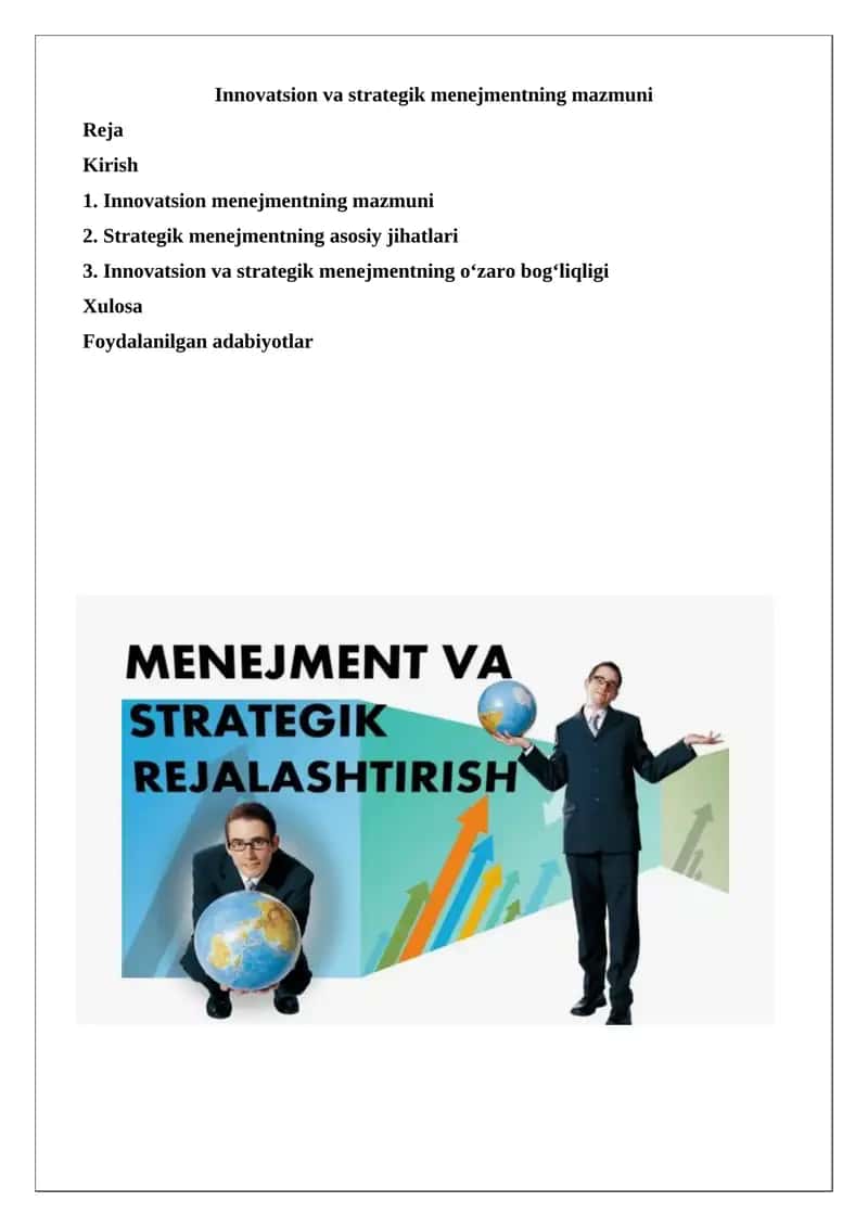 Innovatsion va strategik menejment 1