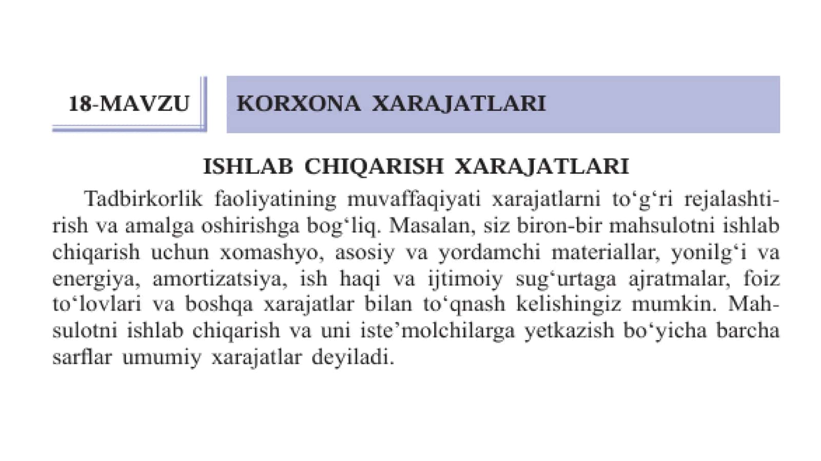 KORXONA XARAJATLARI 1