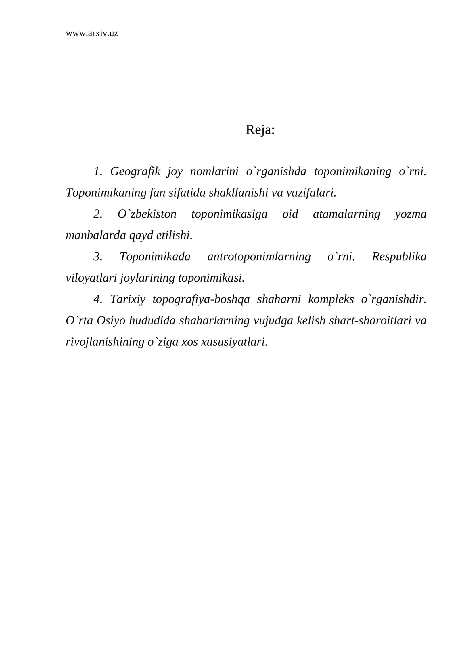 Toponimika fanining asosiy tushunchalari 1