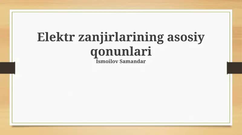 Elektr zanjirlarining asosiy qonunlari 1