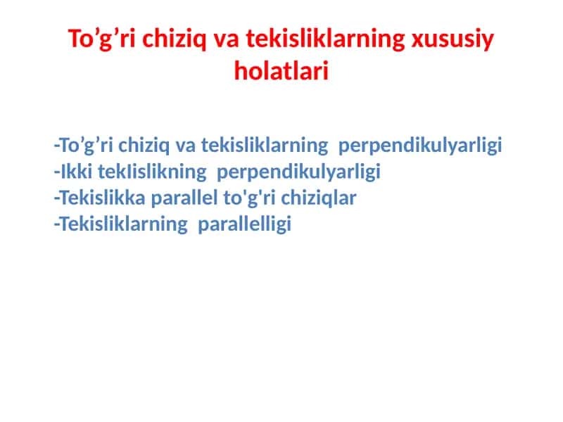 To’g’ri chiziqli tekisliklar 1