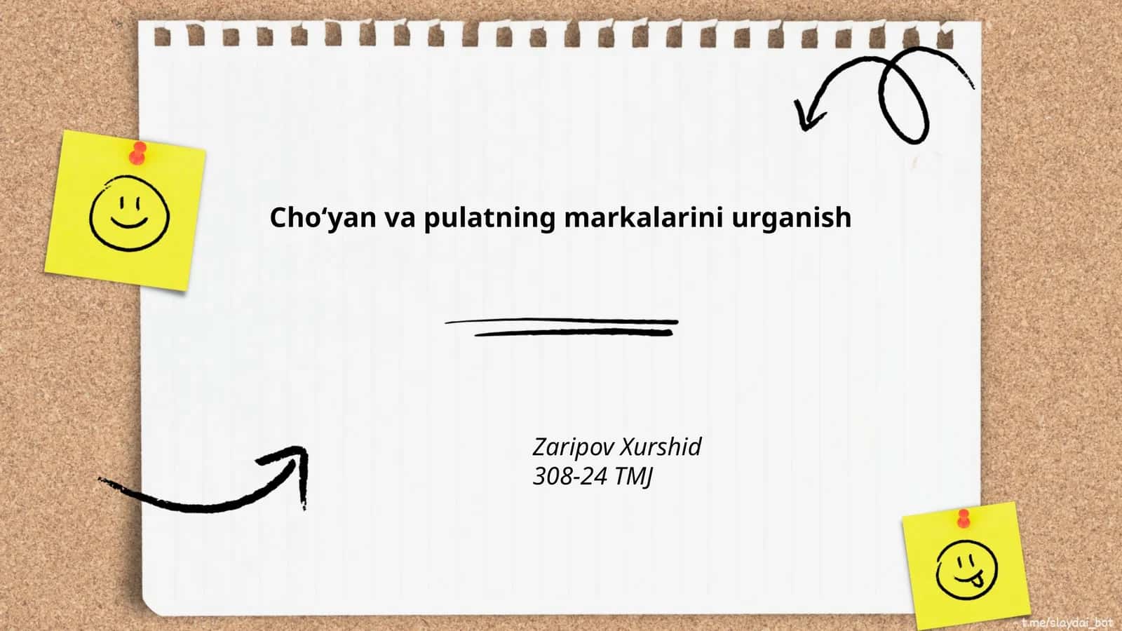Choʻyan va pulatning markalarini urganish 1