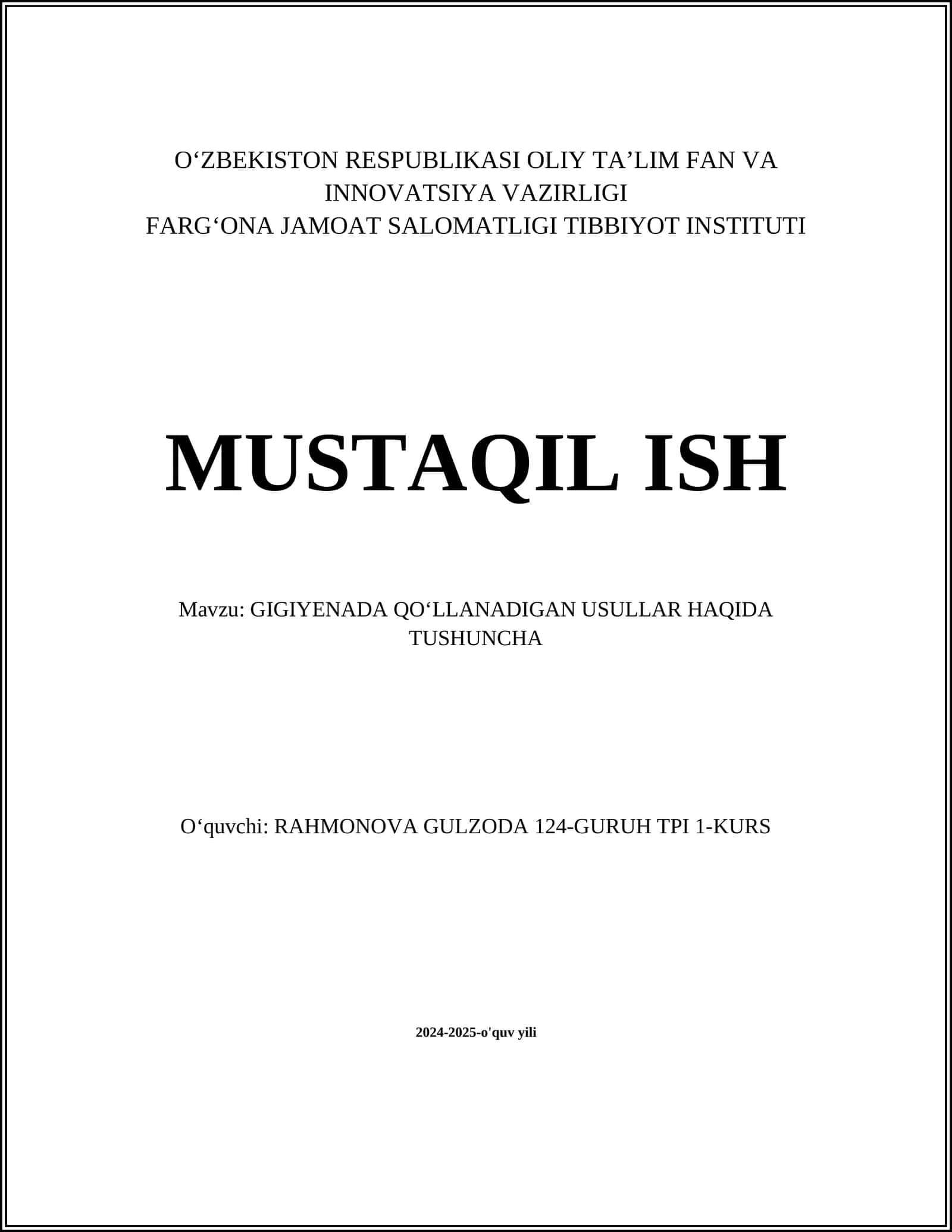 Shaxsiy gigiyena usullari 1