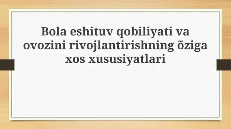 Eshitish va Nutqning Rivojlanish Bosqichlari 1