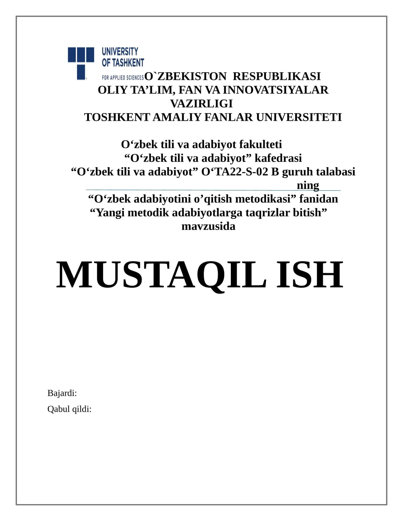 “Yangi metodik adabiyotlarga taqrizlar bitish” 1