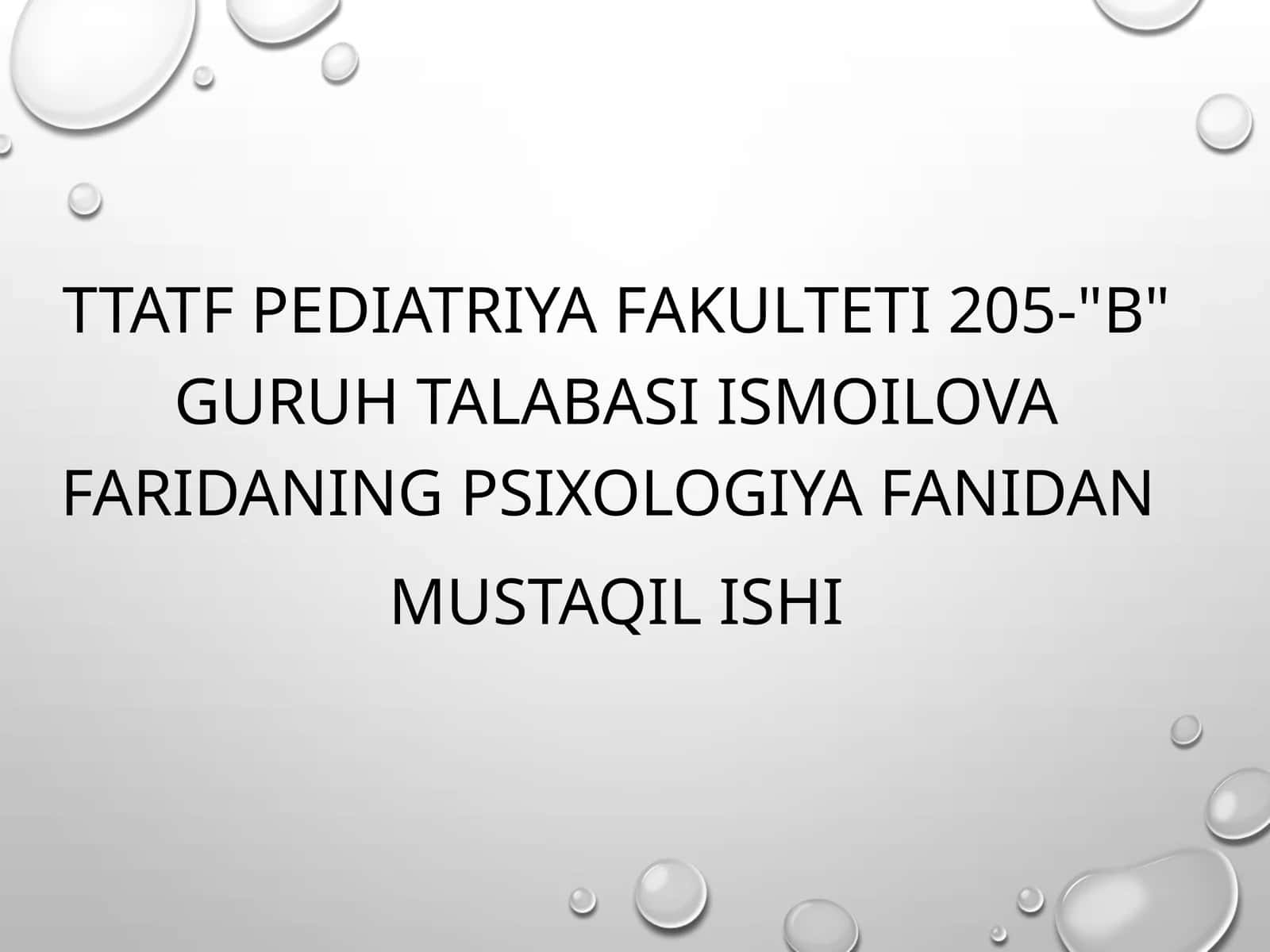 Psixologiya fanidan Mustaqil ish 1