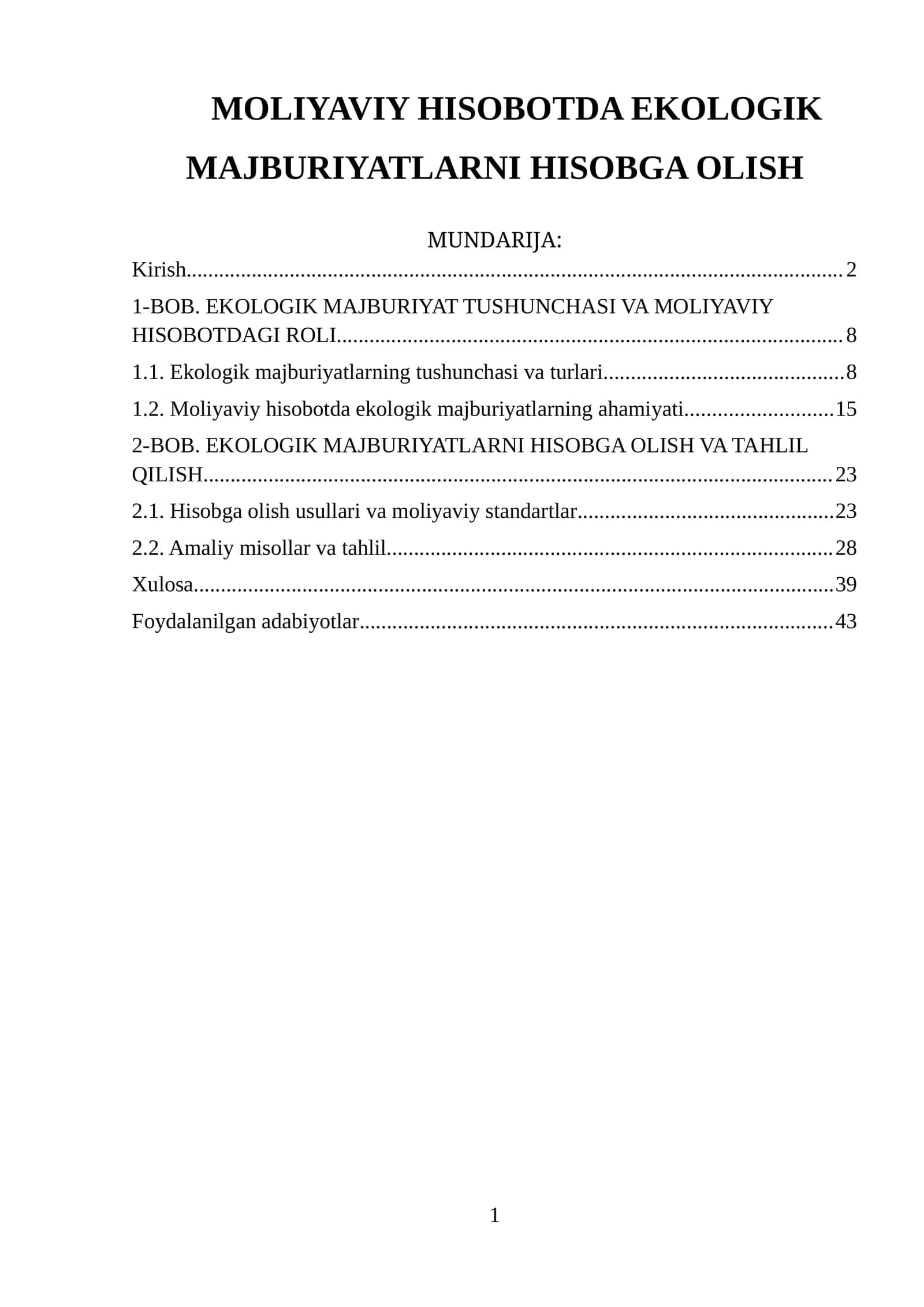 EKOLOGIK MAJBURIYATLARNI HISOBGA OLISH 1