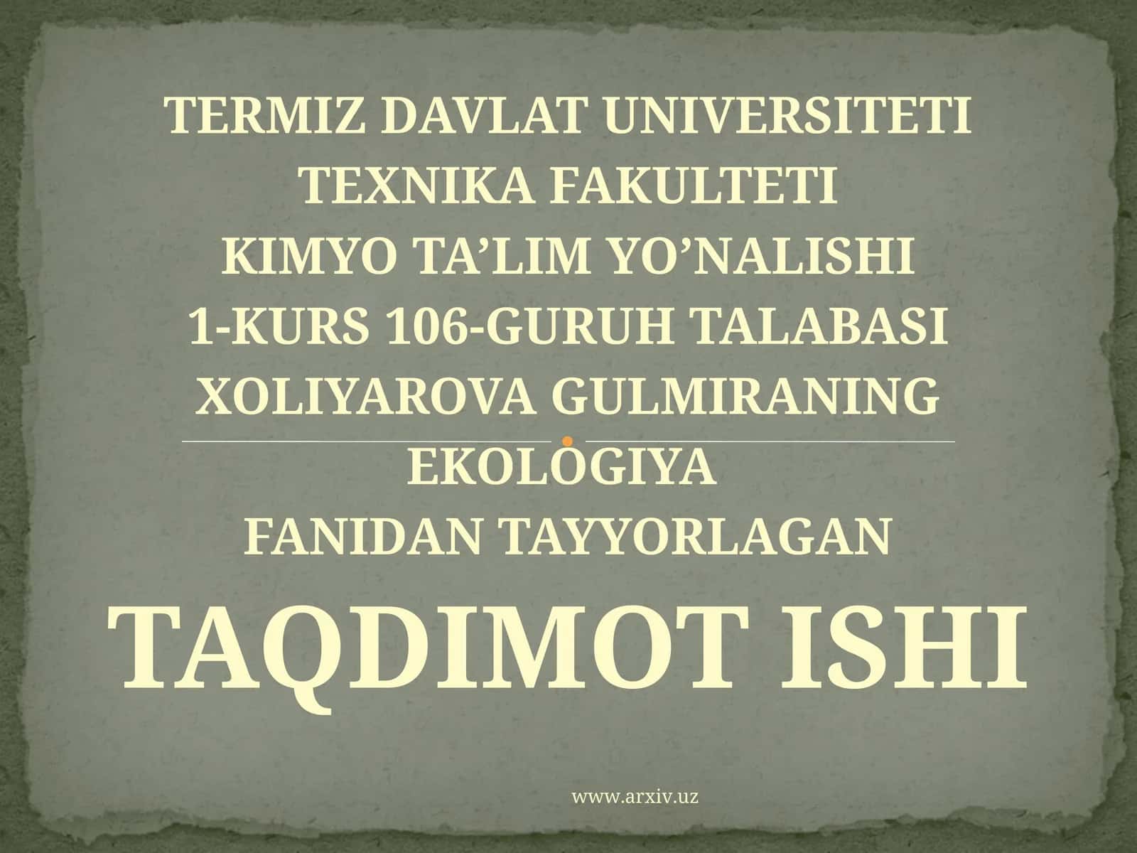 Ekologik ta'lim tarbiya 1