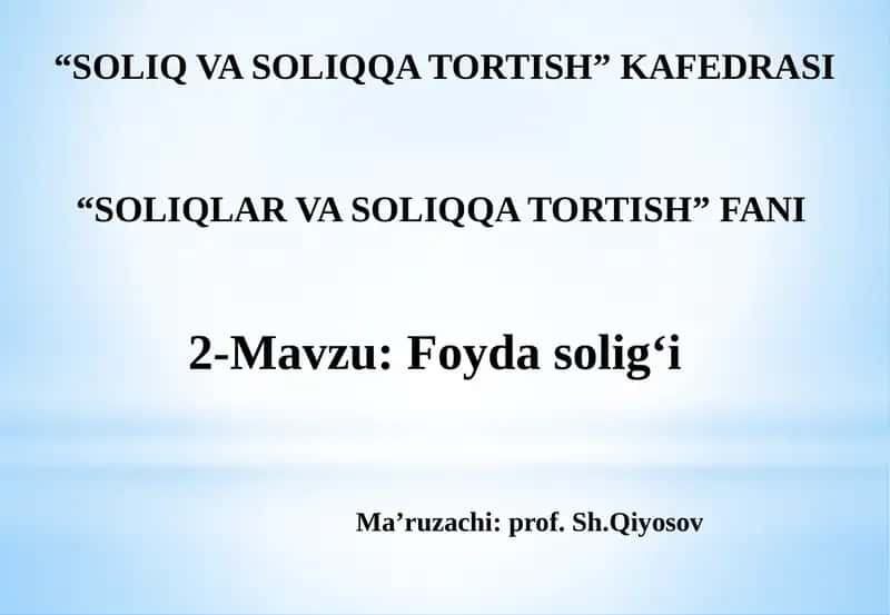 "Foydasolig‘i" 1