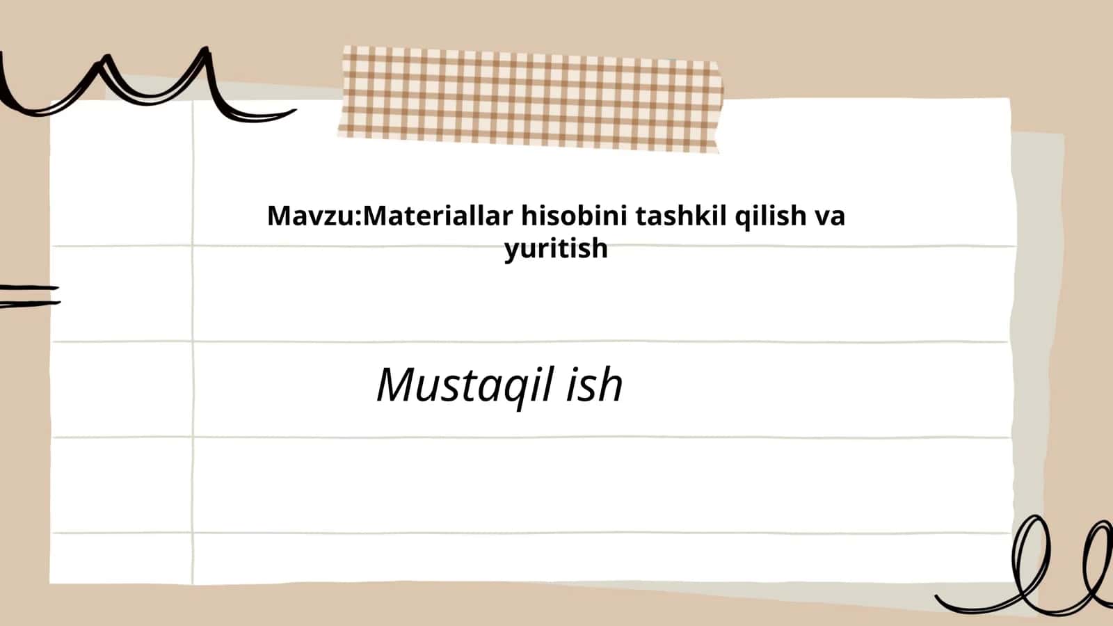 Materiallar hisobini tashkil qilish va yuritish 1