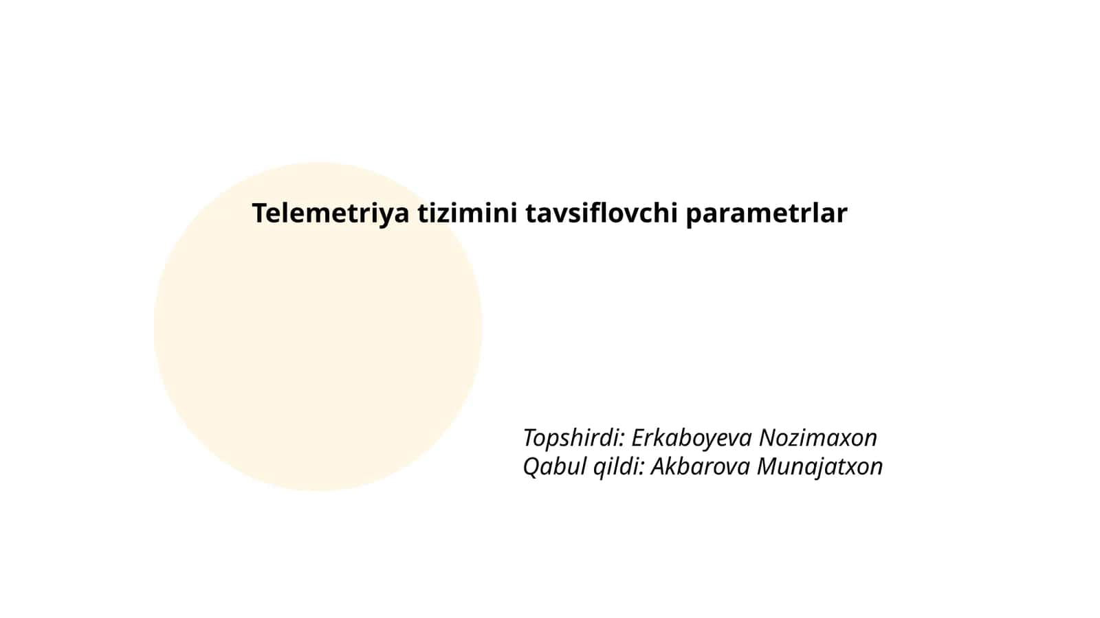Telemetriya tizimini tavsiflovchi parametrlar 1