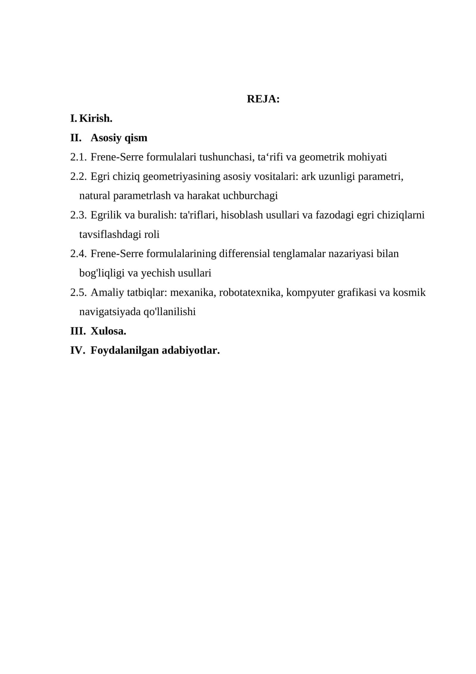 Frent-Serret formulalari va ularning qoʻllanilishi 1