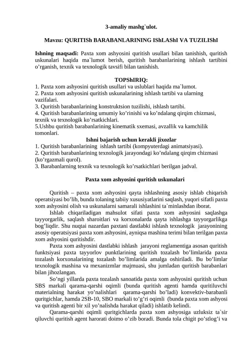 QURITISh BARABANLARINING IShLAShI VA TUZILIShI 1
