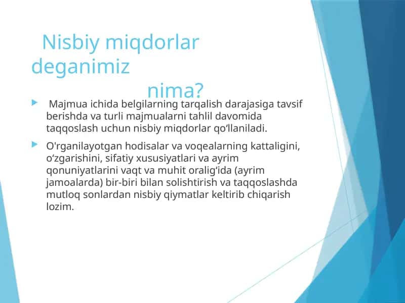Nisbiy miqdorlar 1