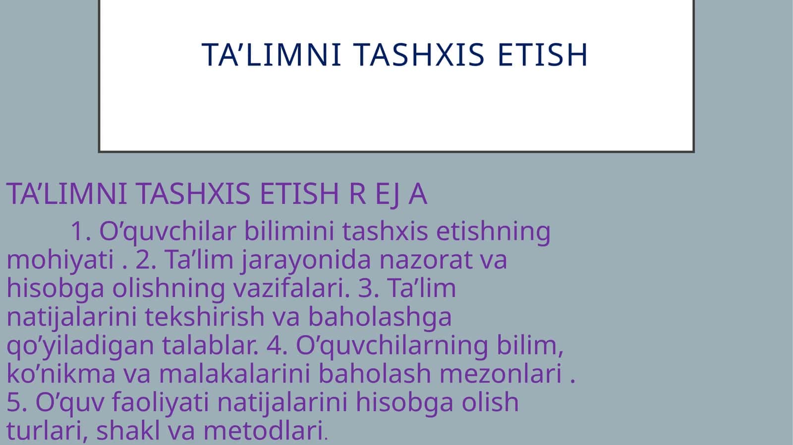 Ta’limni Tashxis Etish 1