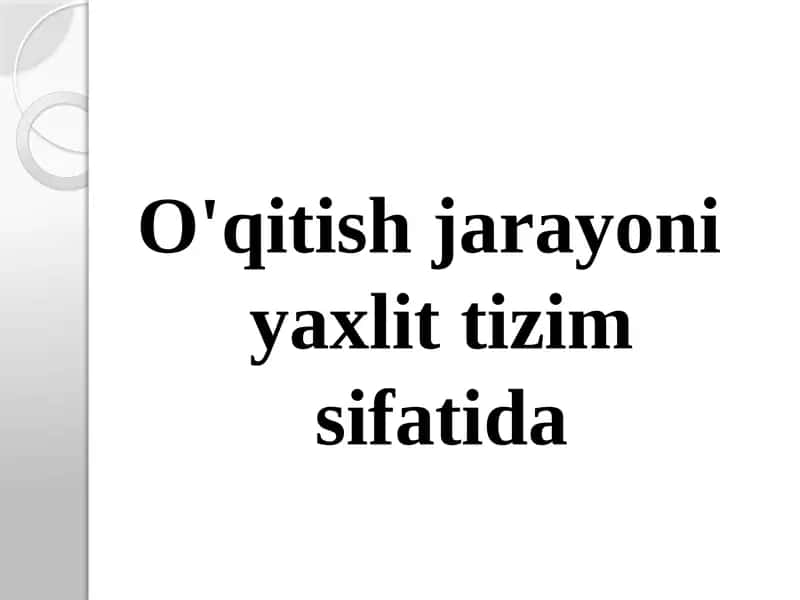O'qitish jarayonida xalq ta'limi sifatida 1