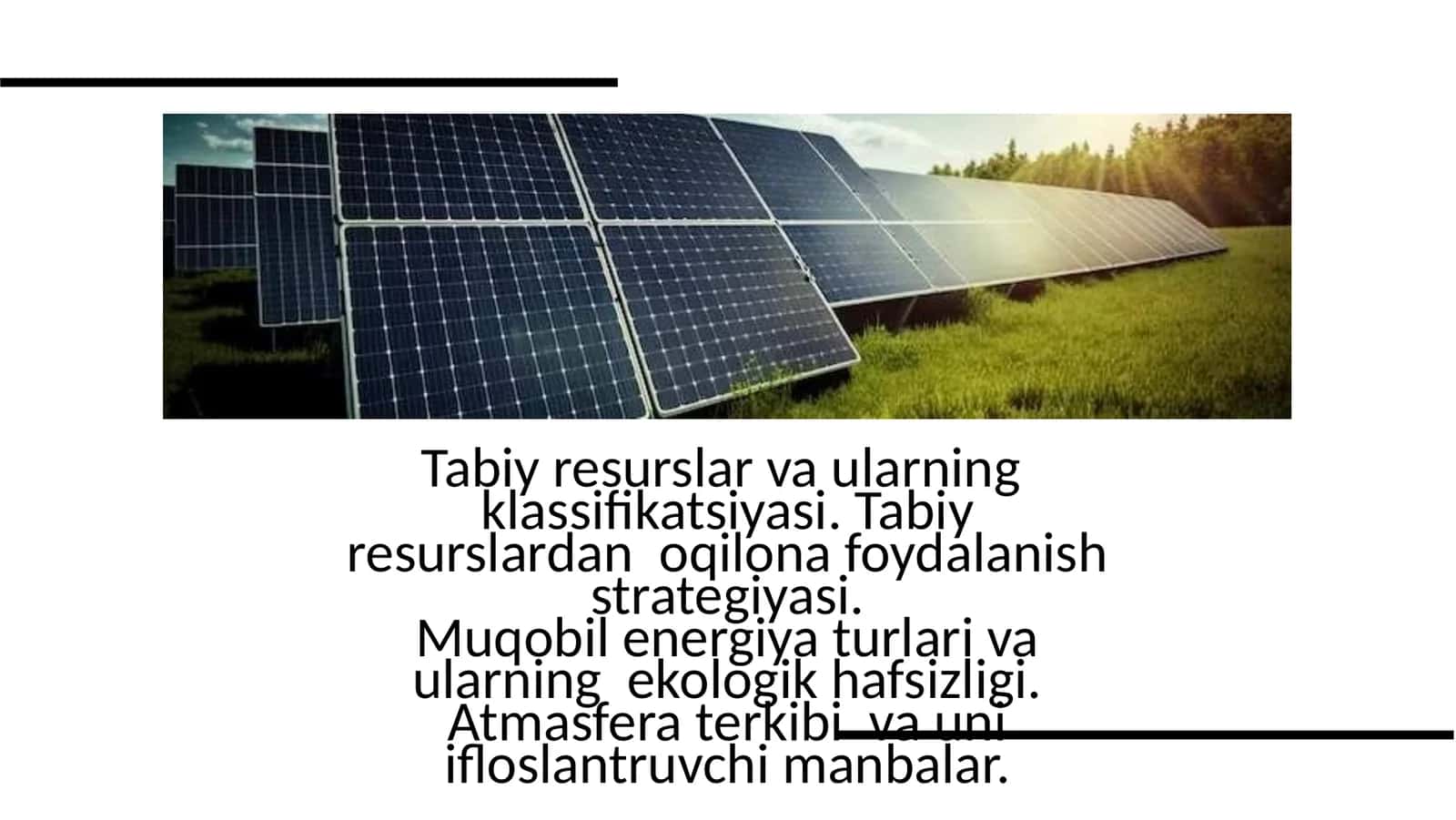 Tabiy resurslar va ularning klassifikatsiyasi 1