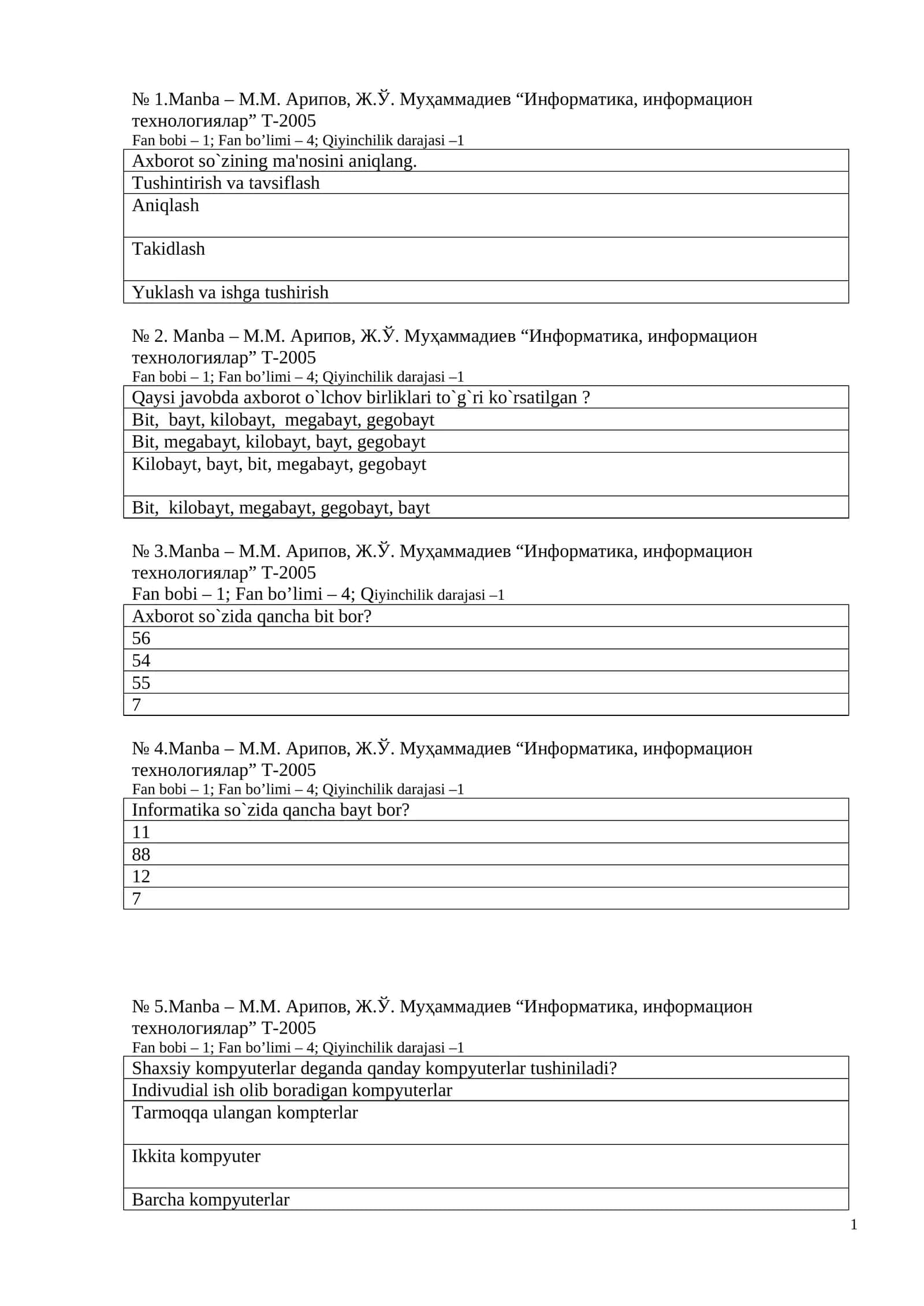 Информатика, информацион технологиялар 1