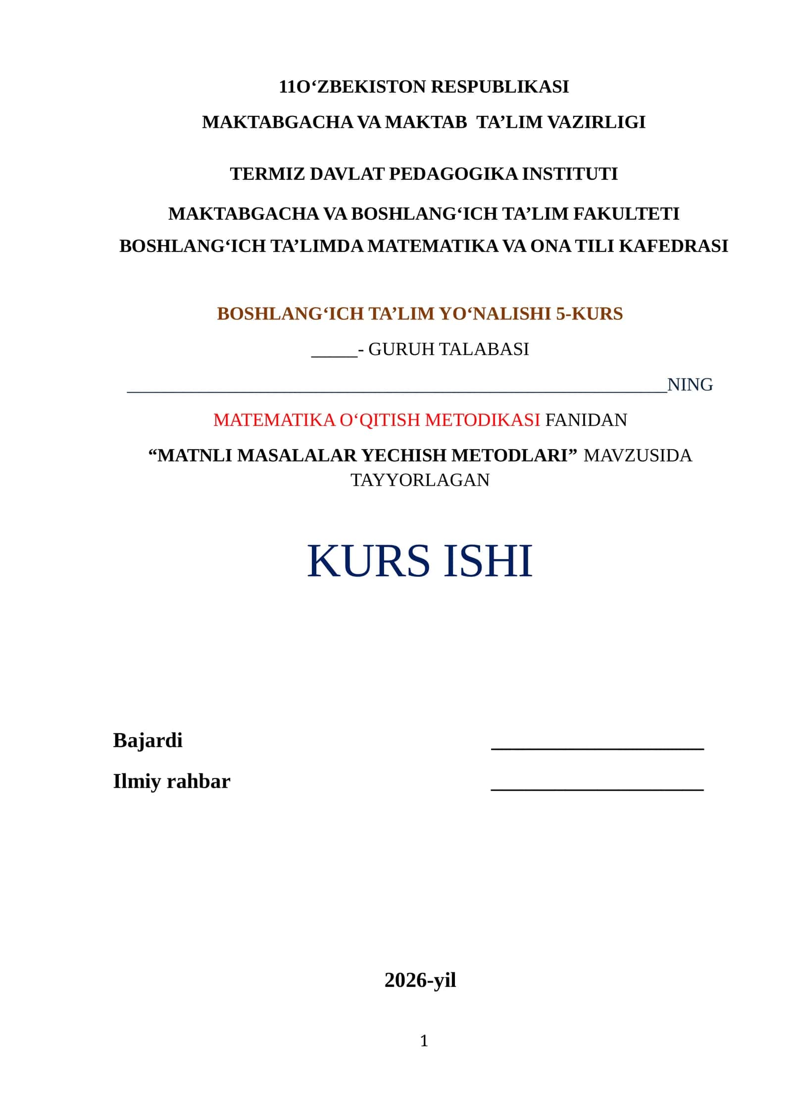 "MATNLI MASALALAR YECHISH METODLARI" 1