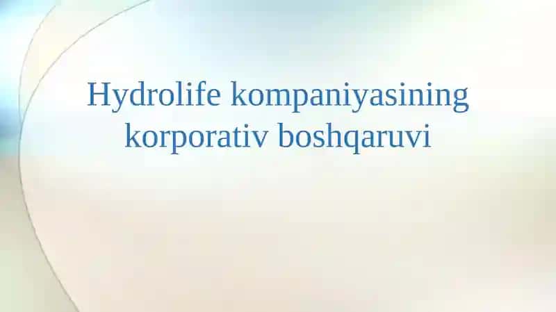 Hydrolife kompaniyasining korporativ boshqaruvi