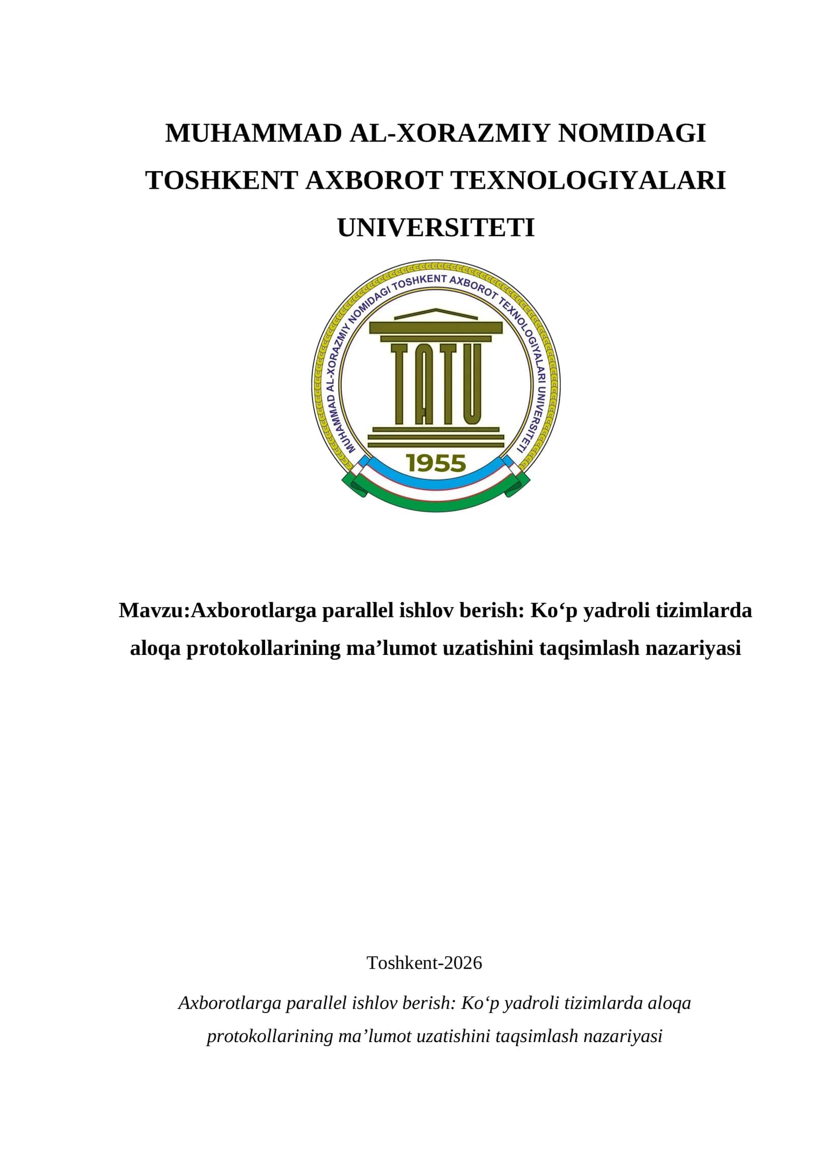 Toshkent Axborot Texnologiyalari Universiteti 1
