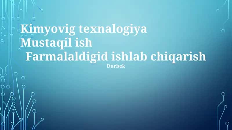 Kimyovig Texnologiya 1
