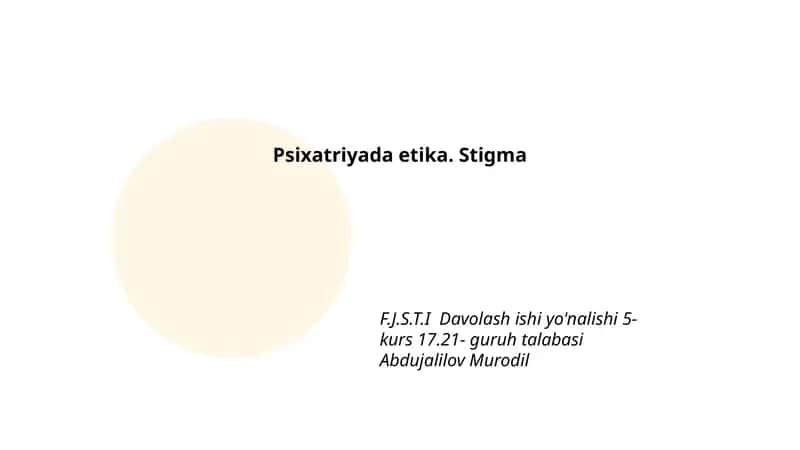Psixatriyada etika. Stigma 1