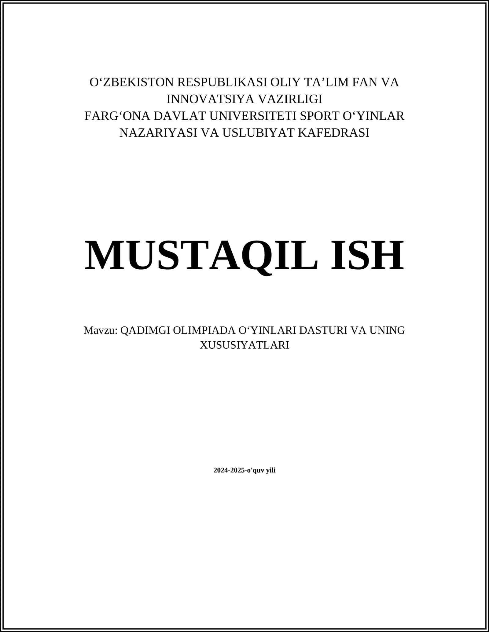 QADIMGI OLIMPIADA OʻYINLARI DASTURI VA UNING XUSUSIYATLARI 1