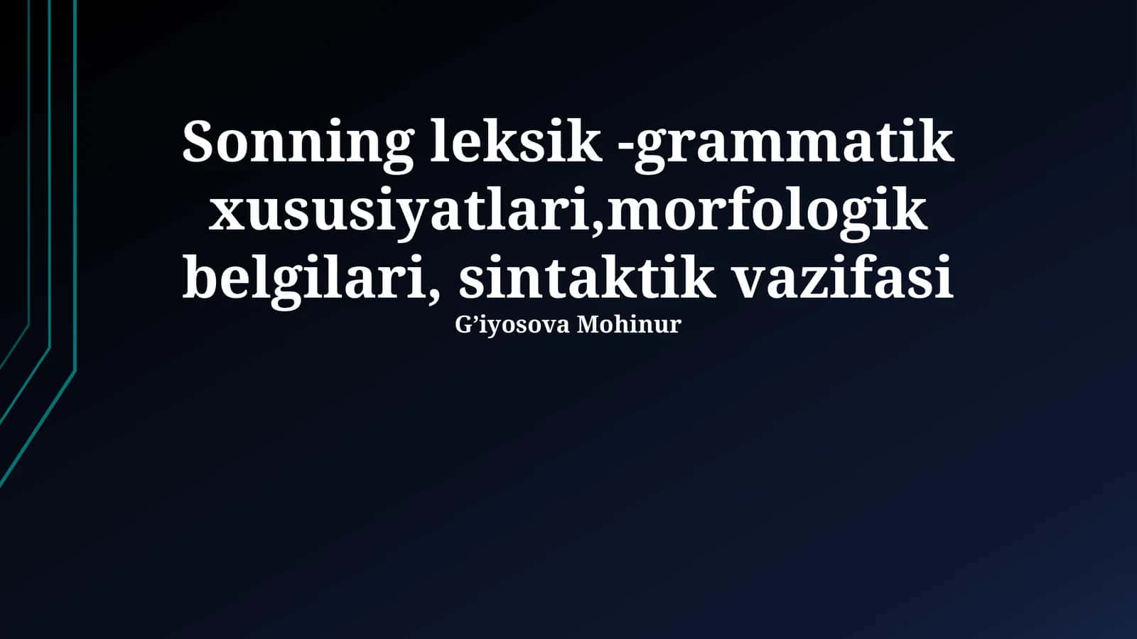Sonning leksik-grammatik xususiyatlari 1