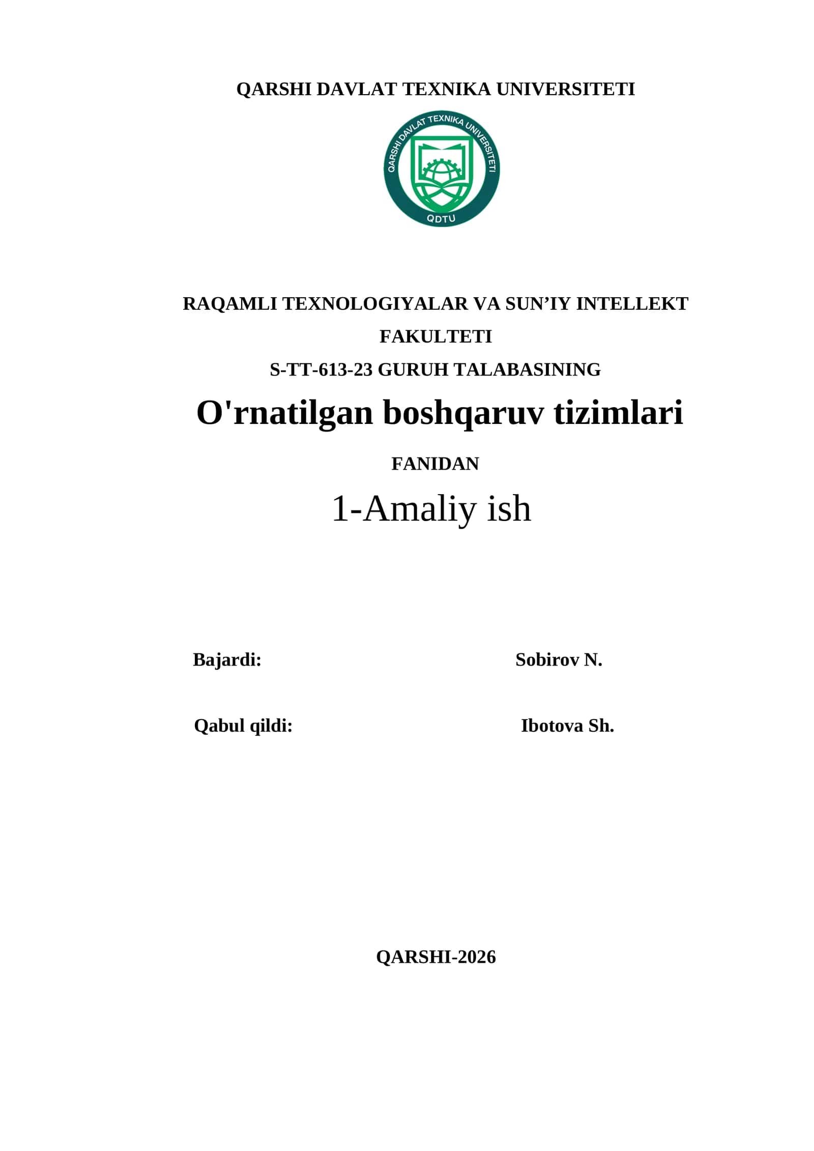 Dasturiy muhitni sozlash va mikrokontrollerda dasturlash asoslari 1