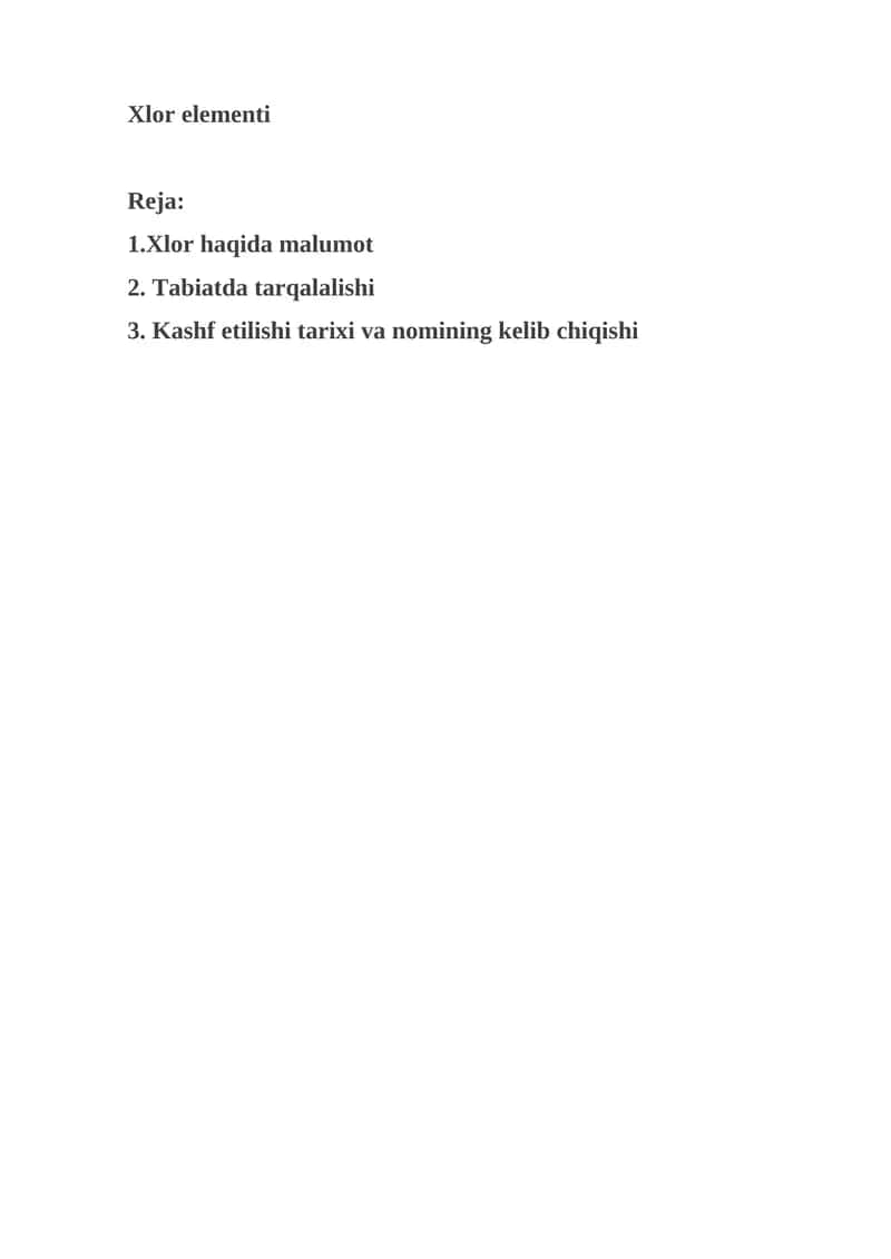 Xlor elementi 1