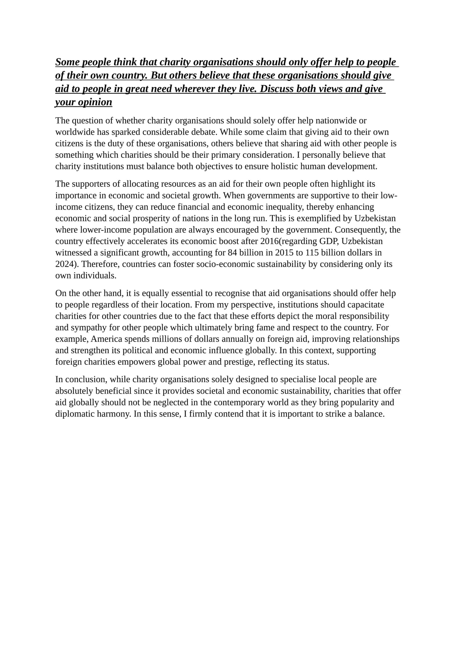 Charity Organisations Aid Allocation 1