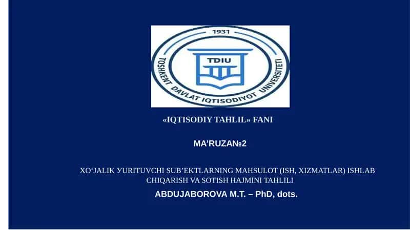 IQTISODIYTAHLIL FANI 1