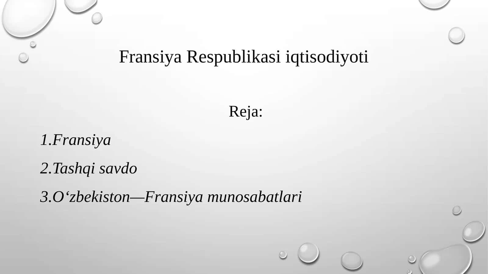 Fransiya Respublikasining iqtisodiyoti 1