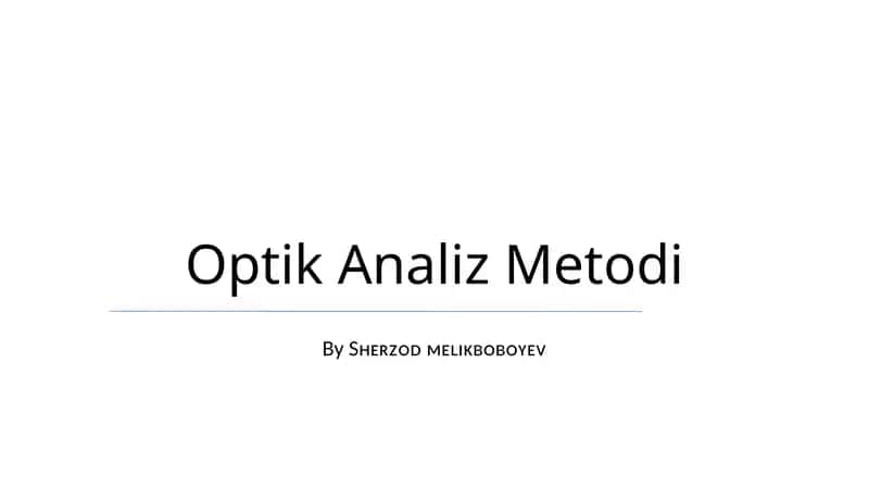 Optik Analiz Metodi 1