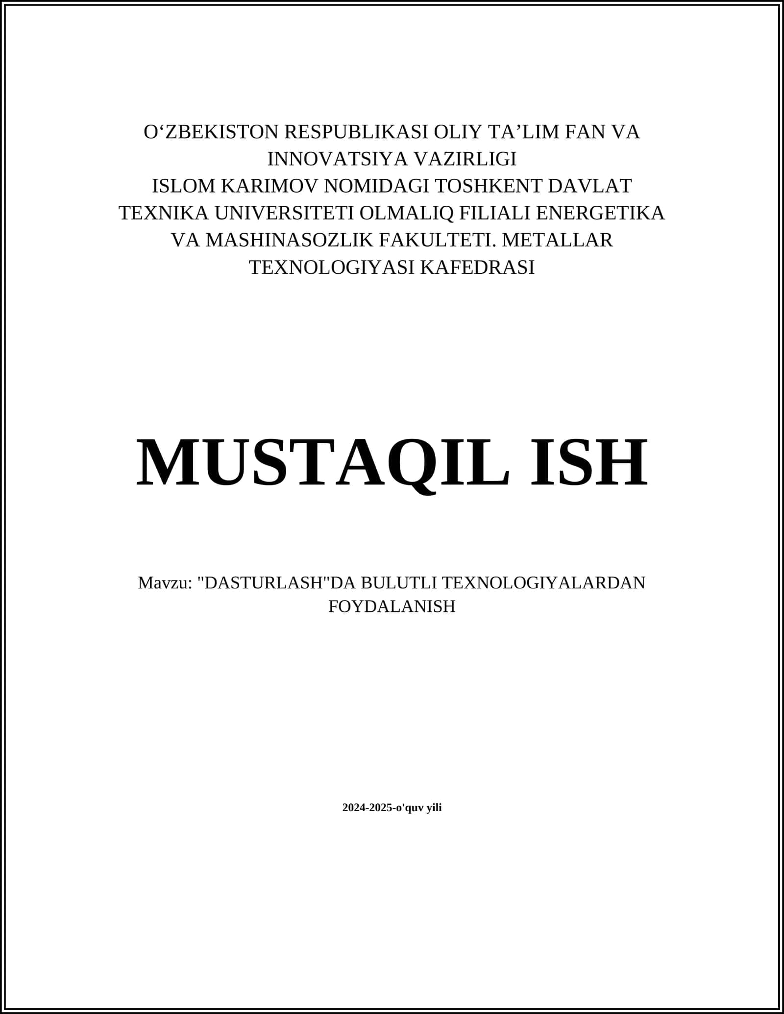 "DASTURLASH"DA BULUTLI TEXNOLOGIYALARDAN FOYDALANISH 1