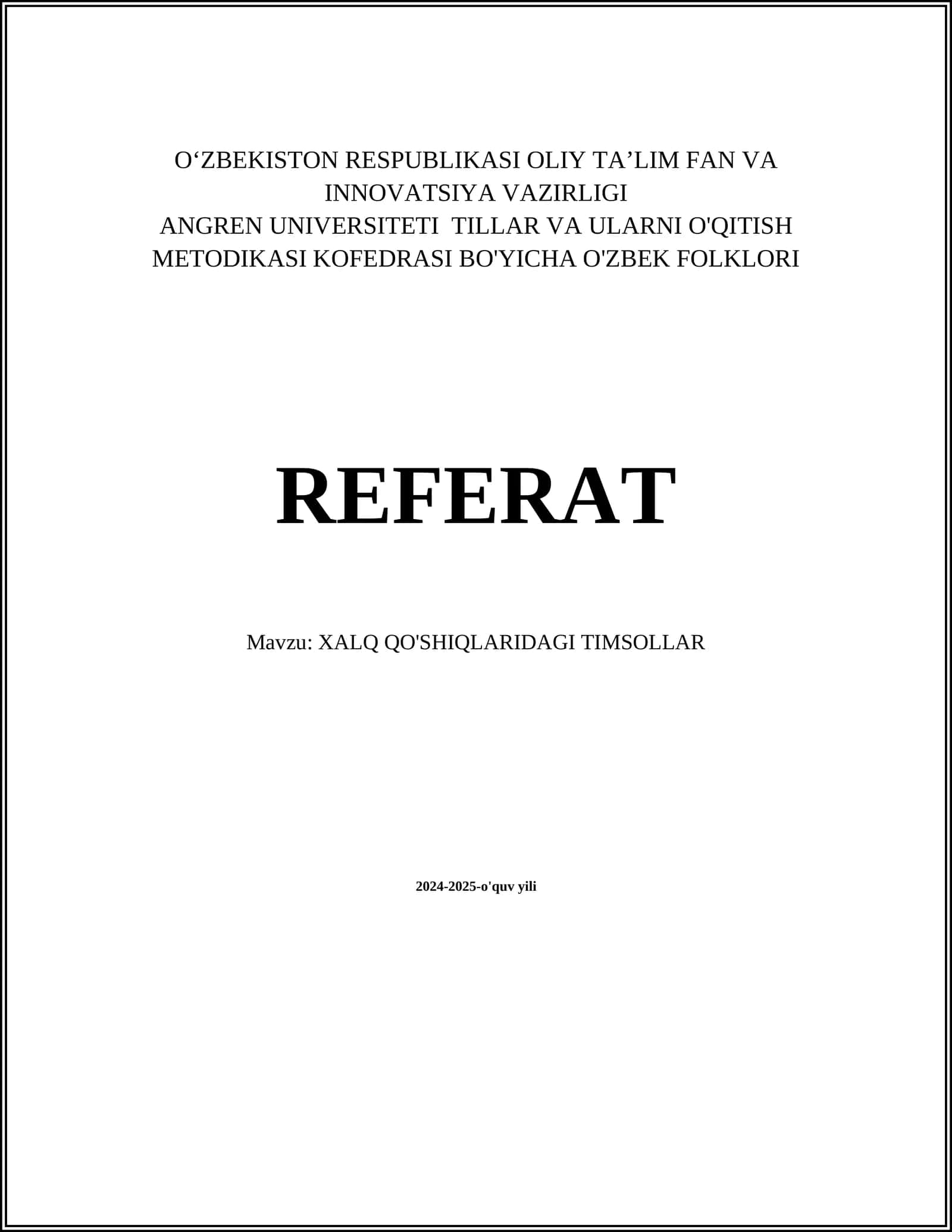 O'ZBEK FOLKLORI REFERAT 1