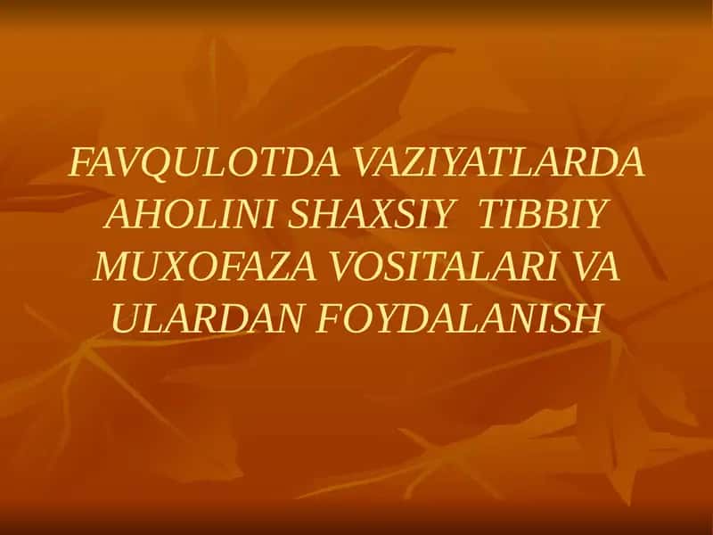 Shaxsiy himoya vositalari 1