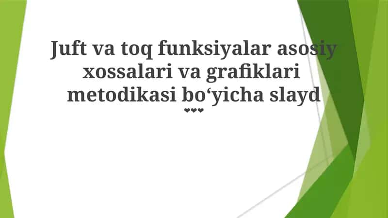 Juft va toq funksiyalar 1