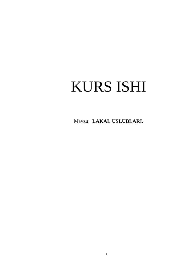 LAKAL USLUBLARI 1