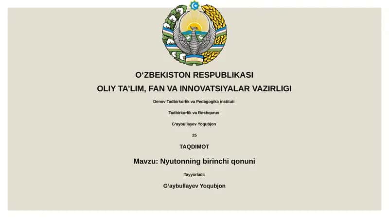 Nyutonning birinchi qonuni 1
