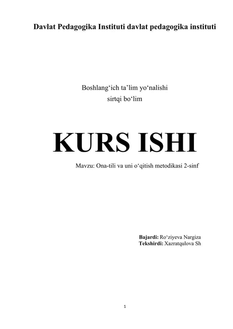 Ona-tili va uni oʻqitish metodikasi 2-sinf 1