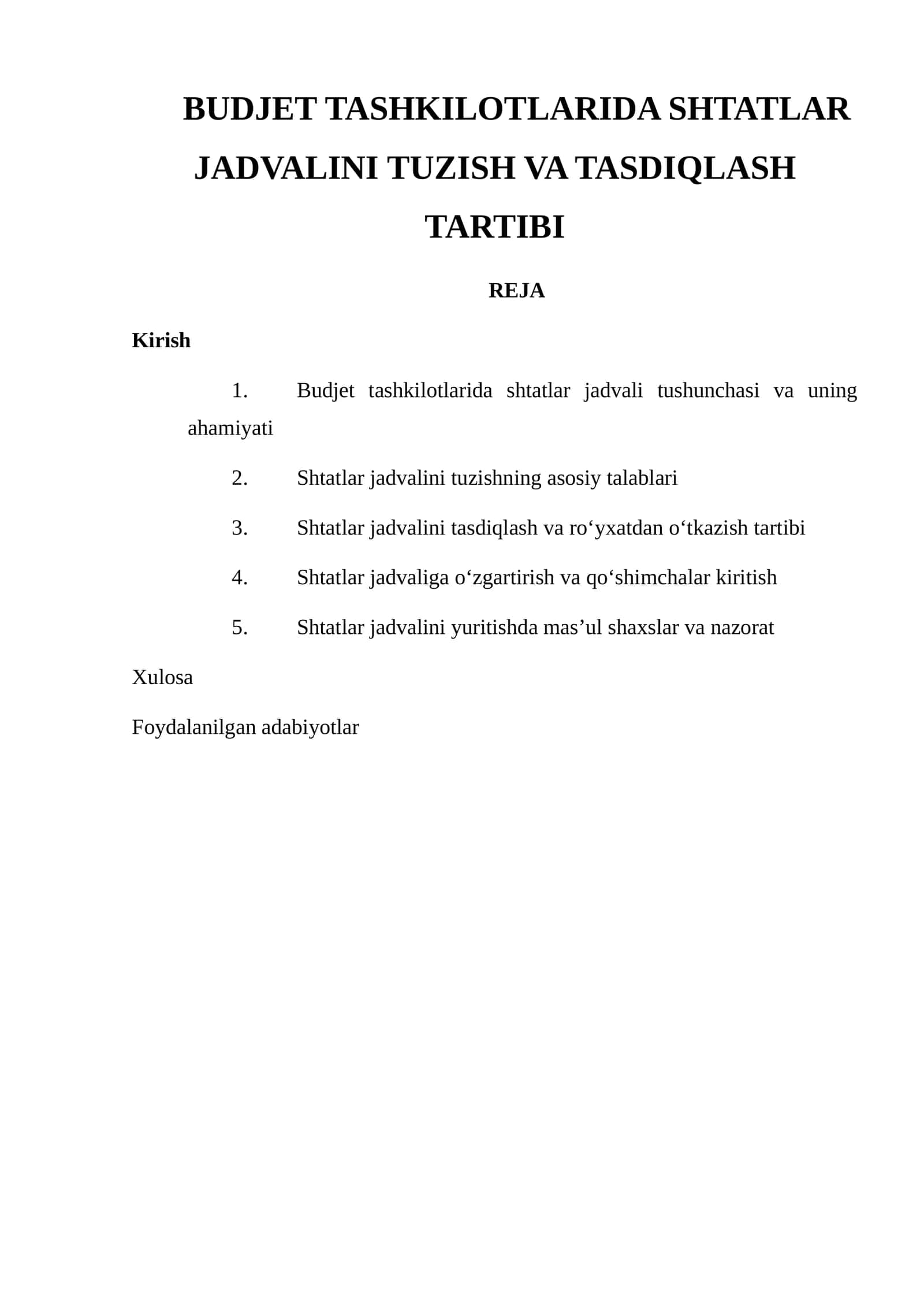 Shtatlar jadvalini tuzish va tasdiqlash tartibi 1
