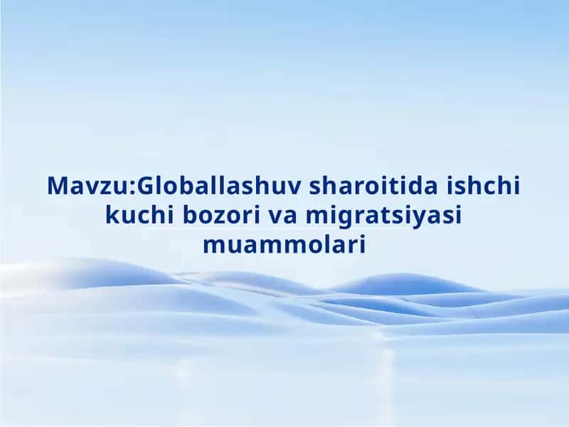 Globallashuv sharoitida ishchi ko'chibozori va migratsiya muammolari 1