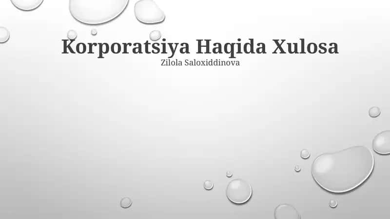 Korporatsiya Haqida Xulosa 1